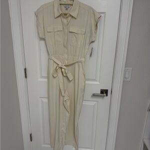 Nine West Cream Jumpsuit with Belted Waist